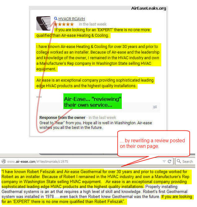 Air-Ease false review and business response